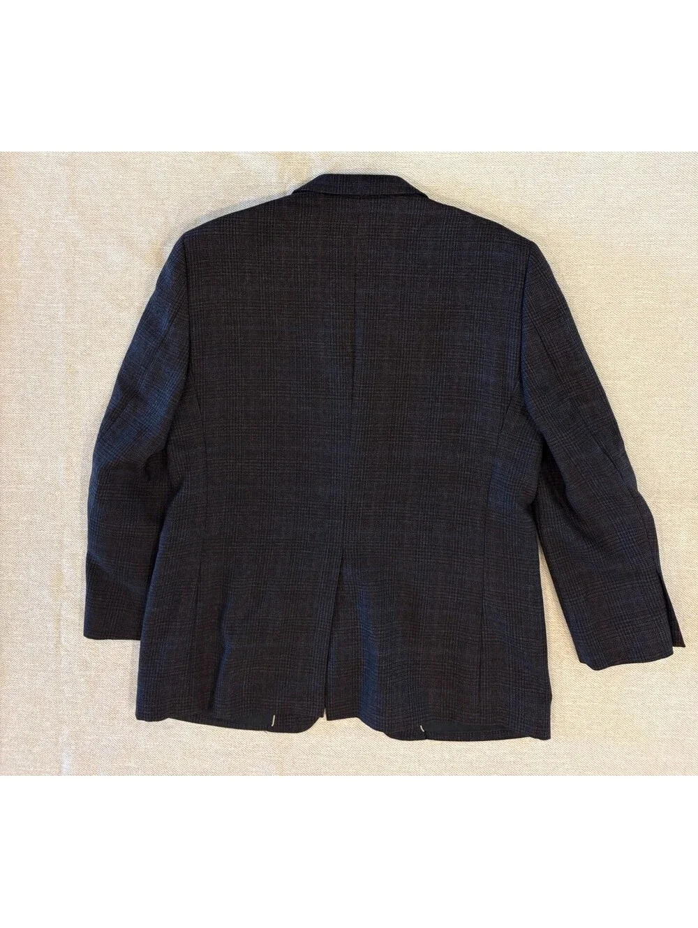 Joseph & Feiss Gold 100% Lambswool Plaid Suit Jacket Blazer Mens 42 Regular Navy